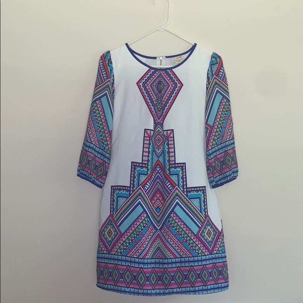 Pink owl boho chic dress